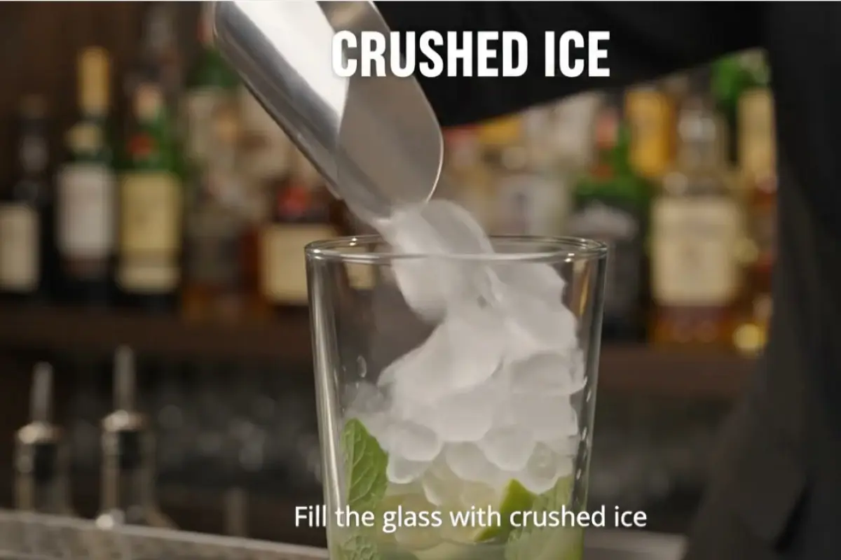 fill the glass with crushed ice.