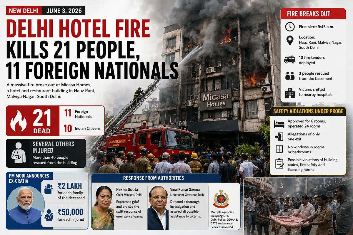 Delhi Hotel Fire Kills 21, Probe Targets Safety Violations