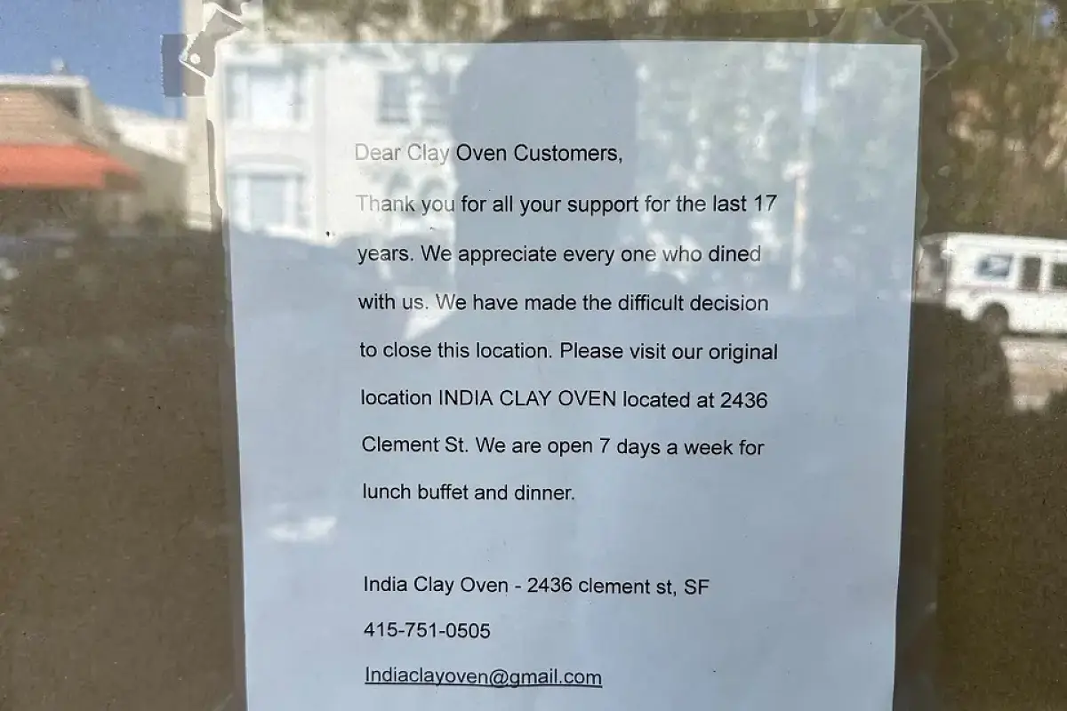 West Portal Indian Restaurant Closes After 17 Years