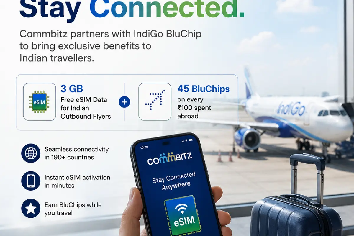 Commbitz partners IndiGo BluChip on free travel eSIM offer