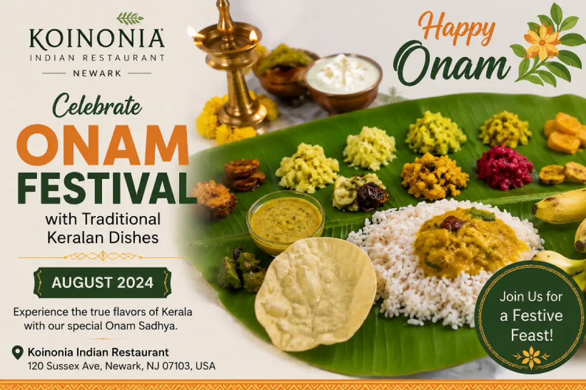 Restaurant Koinonia Indian Restaurant Newark Plans Onam Festival Feast