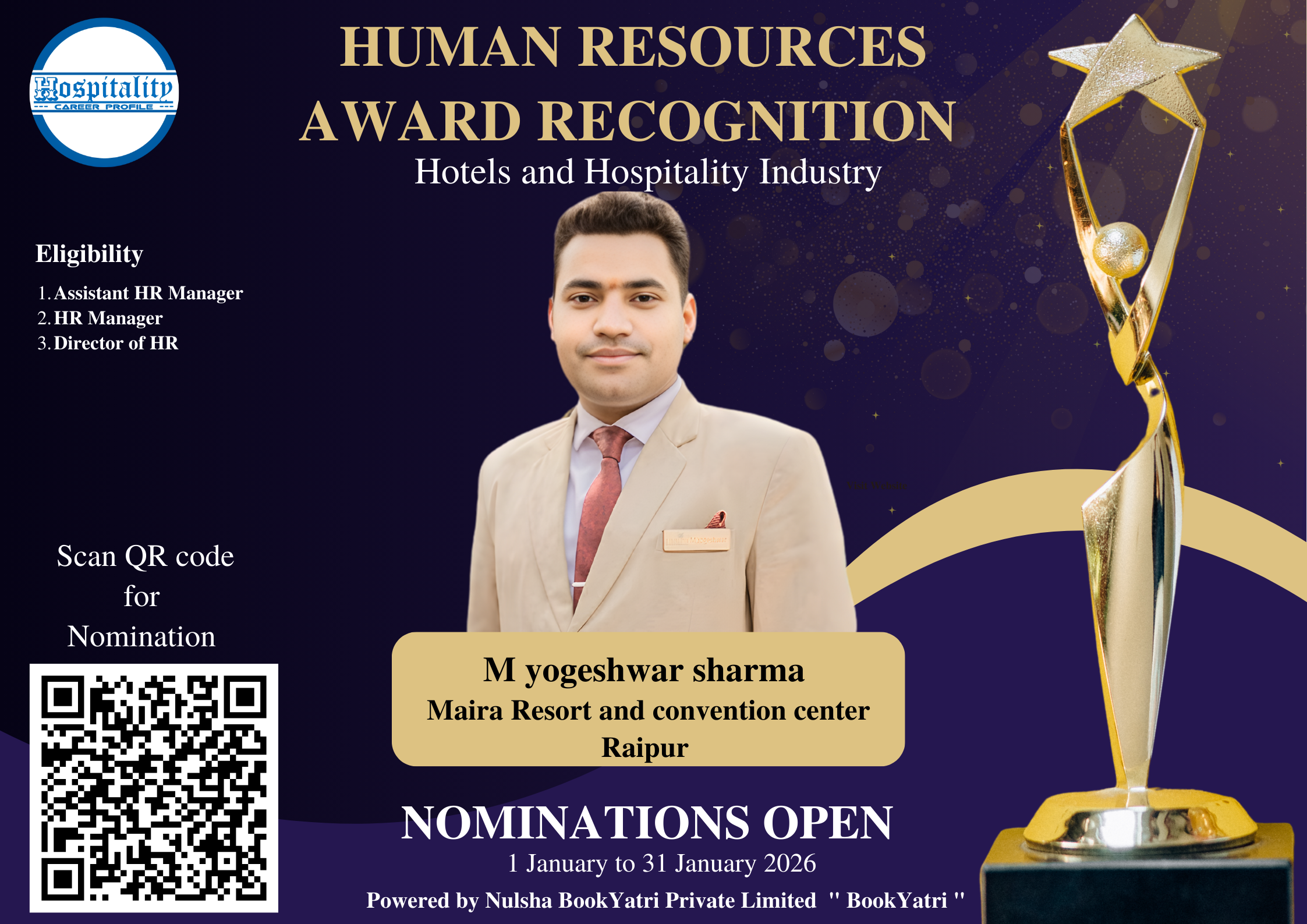 M. Yogeshwar Nominated for HCP Human Resources Award 2026 – The People’s Choice for Hospitality Excellence