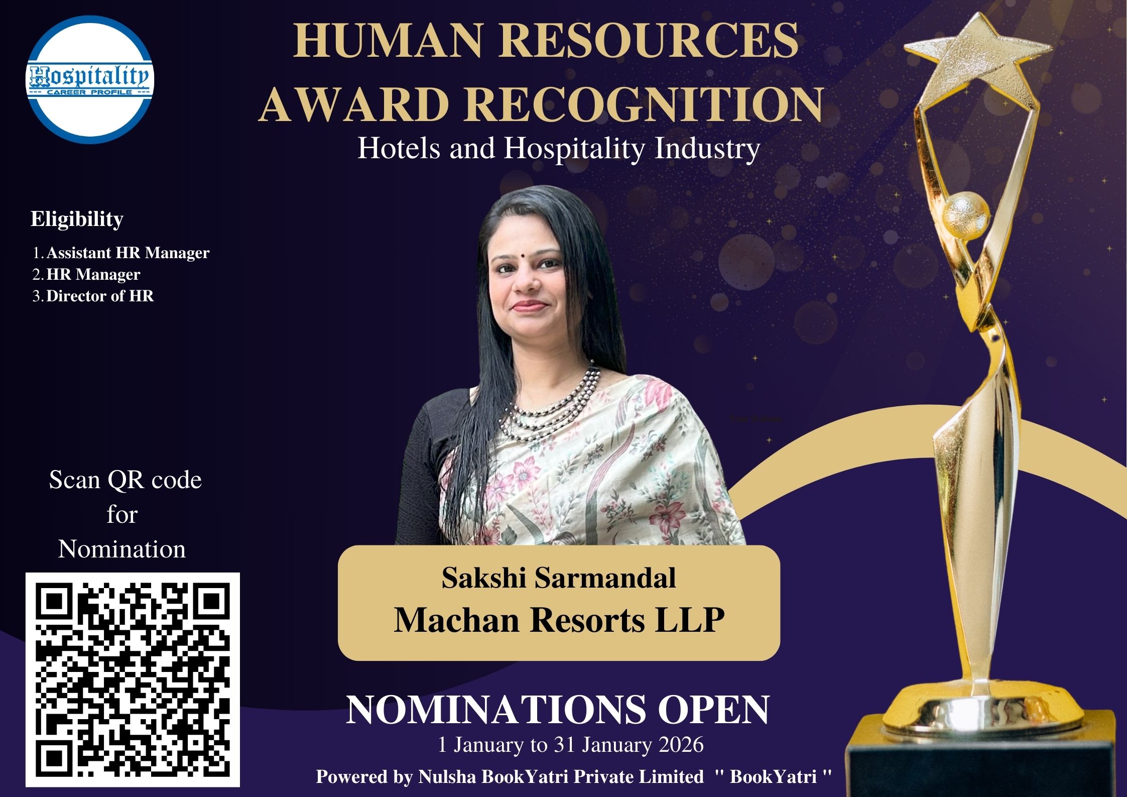 Sakshi Sarmandal Nominated for HCP Human Resources Award 2026 – The People’s Choice for Hospitality Excellence