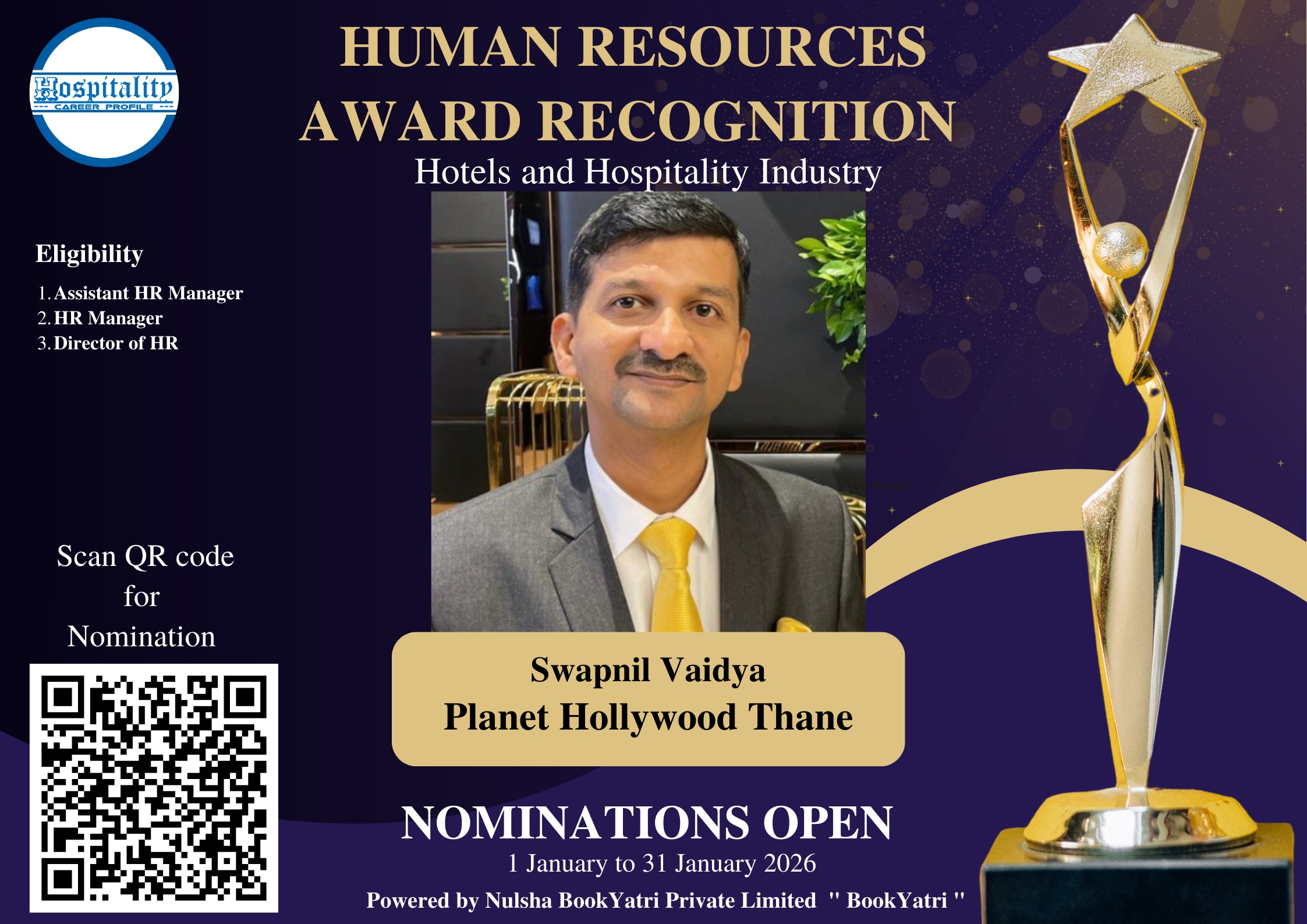 Swapnil S. S. Vaidya Nominated for HCP Human Resources Award 2026 – The People’s Choice for Hospitality Excellence
