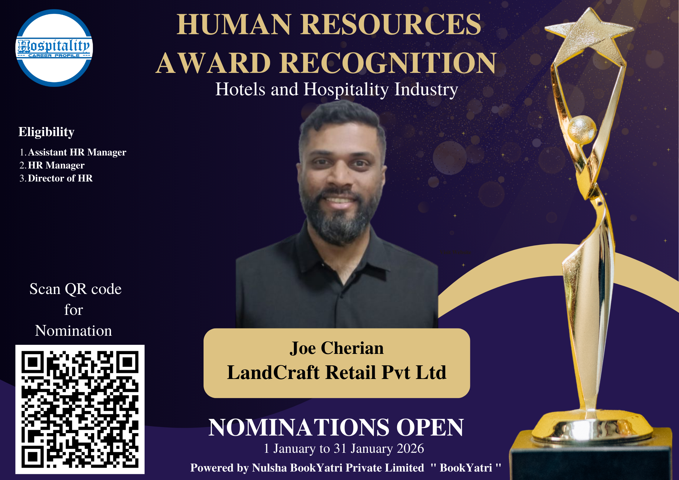 Joe Cherian Nominated for HCP Human Resources Award 2026 – The People’s Choice for Hospitality Excellence