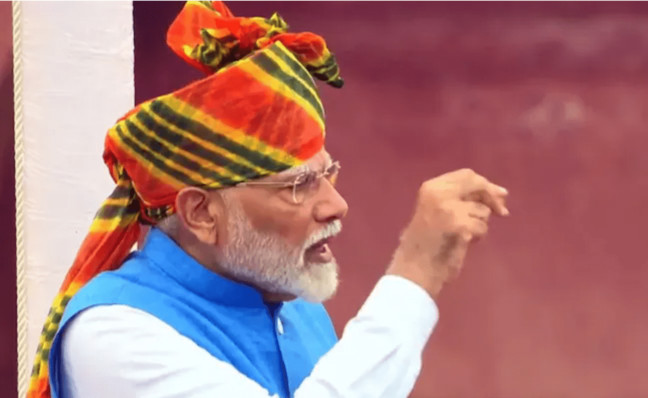 Prime Minister Narendra Modi delivering his Independence Day speech from the Red Fort, advocating for a Uniform Civil Code.