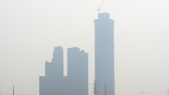 The Noida authority has asked the promoters and apartments owner associations to install anti-smog guns at their housing towers with an aim to mitigate air pollution during this winter when the graded response action plan is put into effect in Delhi-NCR. (Photo by Sunil Ghosh / Hindustan Times) 