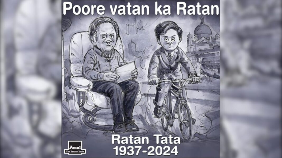 “Enterprise Tycoon With A Coronary heart Of Gold” – Amul Shares Particular Topical For Ratan Tata