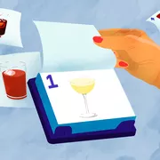 Illustration of calendar with pages being torn off featuring non-alcoholic cocktails for Dry January