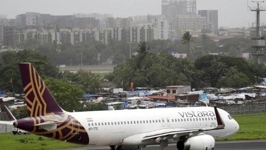 A Vistara Airbus A320 passenger aircraft prepares for take-off. (Reuters)