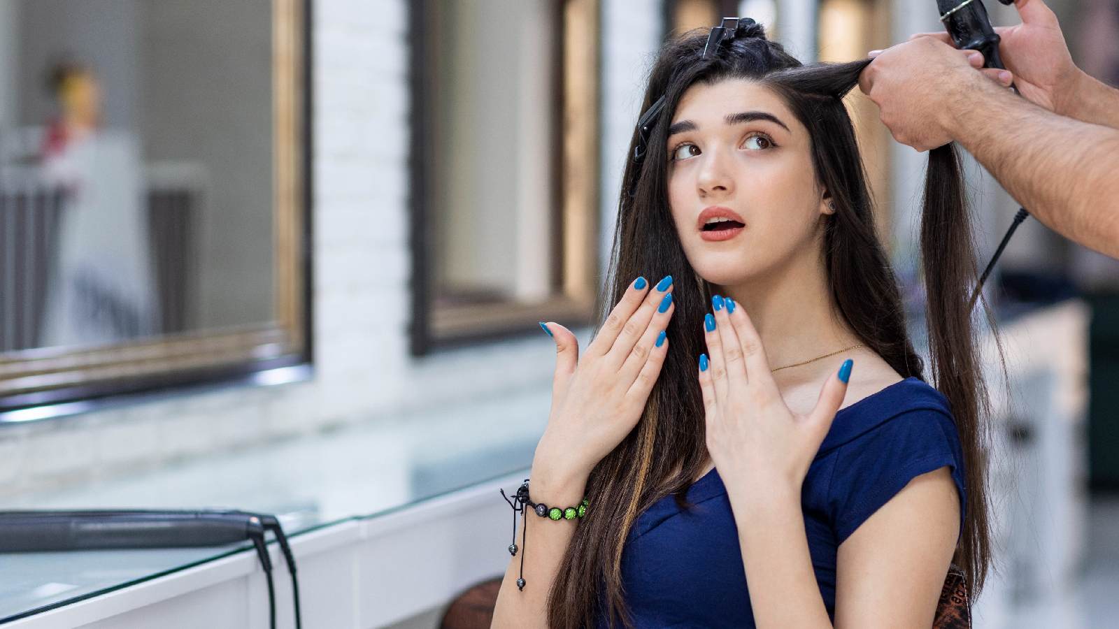 Worried woman at a salon