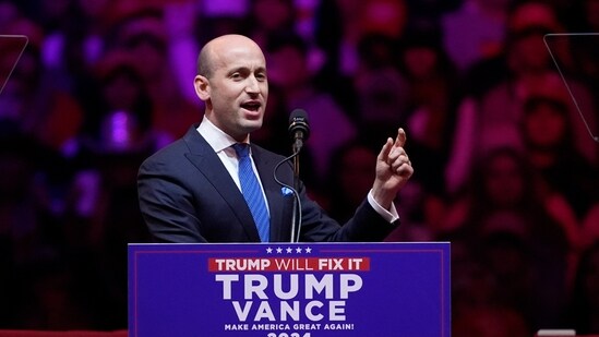 Stephen Miller speaks before Republican presidential nominee former President Donald Trump at a campaign rally at Madison Square Garden, Sunday, Oct. 27, 2024, in New York. (AP)