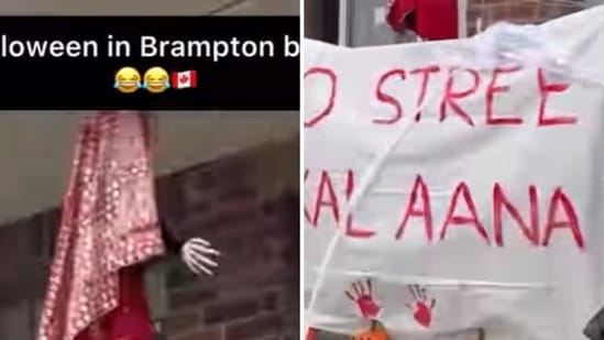 Halloween 2024: Unique halloween decor in Canada takes inspiration from bollywood film Stree. (Screengrab)