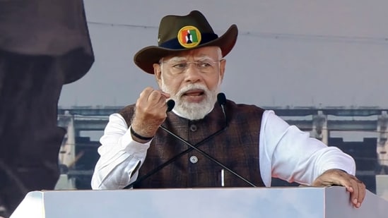 Prime Minister Narendra Modi addresses the Ekta Diwas Parade at the Statue of Unity on the occasion Sardar Vallabhbhai Patel's birth anniversary, in Kevadia, Thursday, (PTI)