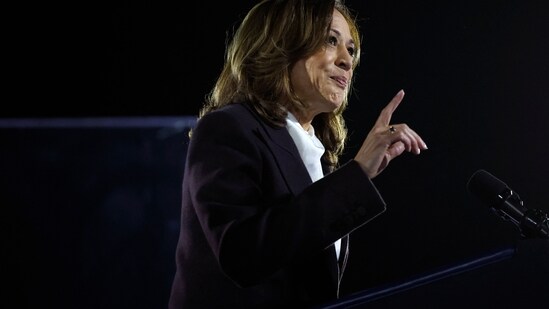 Democratic presidential nominee, U.S. Vice President Kamala Harris, speaks during a campaign rally on the Ellipse on October 29, 2024 in Washington, DC.(Getty Images via AFP)