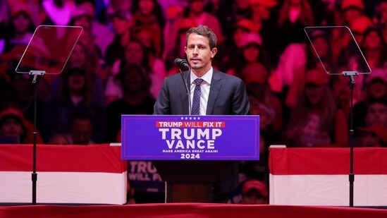 Comedian Tony Hinchcliffe speaks during a rally for Republican presidential nominee and former U.S. President Donald Trump at Madison Square Garden, in New York, U.S., October 27, 2024. (REUTERS)