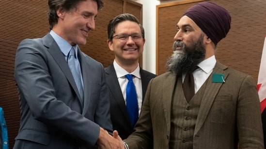 Canadian Prime Minister Justin Trudeau and Canadian Sikh leader Jagmeet Singh. 