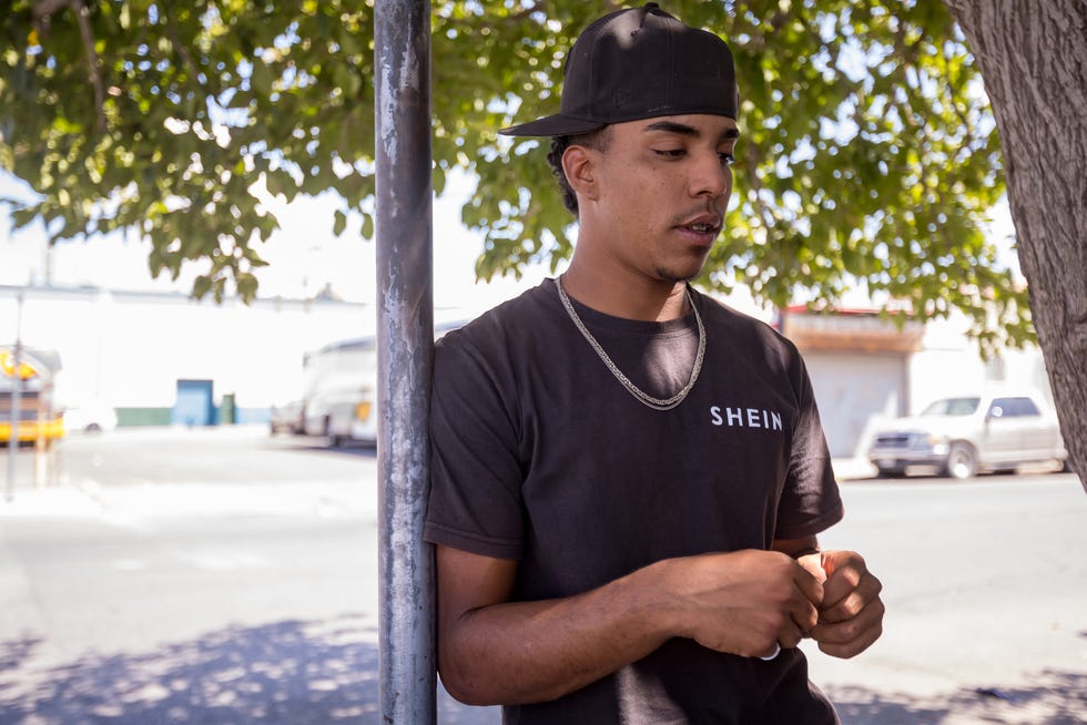 Hector Gonzalez, 23, a Venezuelan migrant, talks about his journey on Tuesday, Sept. 24, 2024, that he did himself. Gonzalez is staying across the street from Sacred Heart Church in El Paso, Texas, with other migrants.