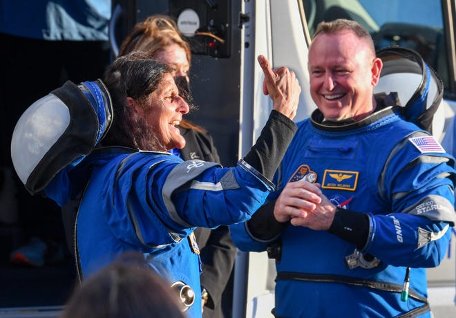 NASA astronauts Suni Williams and Butch Wilmore say goodbye to friends and family as they prepare to hitch a ride to the International Space Station aboard Boeing's Starliner capsule.