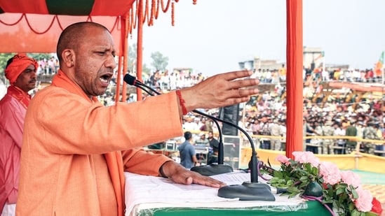 Uttar Pradesh Chief Minister Yogi Adityanath addresses a public meeting.(ANI file photo)