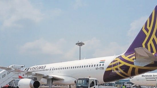 Airline officials said even though Vistara will cease to exist from November 12, its aircraft, routes and crew will continue to operate as they do at least till March. (HT Photo)(HT_PRINT)