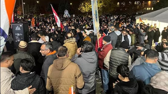 Around 5,000 Indo-Canadians, mainly Hindus, protested amid a heavy police presence. (Sourced)