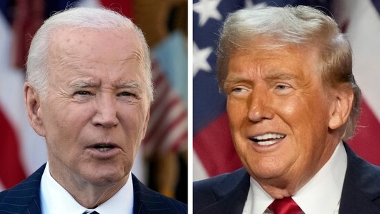 This combo image shows President Joe Biden, left, and President-elect Donald Trump, right. (AP / Susan Walsh / Alex Brandon)