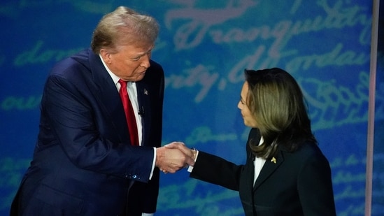 Former President Donald Trump and Democratic presidential nominee Vice President Kamala Harris.(AP)