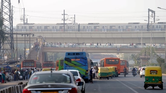 Vehicles move on a road as air quality continues to remain poor, a day after Diwali festival celebrations, in New Delhi, Friday morning, Nov. 1, 2024. (PTI)