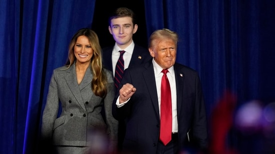 A resurfaced clip of young Barron Trump speaking with his mom, Melania Trump, and expressing his birthday wish before turning 3 has gone viral on social media,(AP)