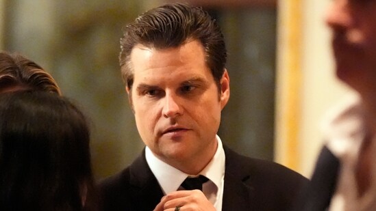 Matt Gaetz arrives before President-elect Donald Trump speaks during an America First Policy Institute gala at his Mar-a-Lago estate, Thursday, Nov. 14, 2024, in Palm Beach, Fla. (AP Photo/Alex Brandon)(AP)