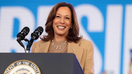 Kamala Harris' recent social media post about her Indian roots faced backlash from netizens questioning her authenticity as elections approach. (Photo by CHARLY TRIBALLEAU / AFP)(AFP)