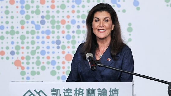 Former U.S. Ambassador to the United Nations Nikki Haley makes a speech at the annual Ketagalan Forum in Taipei, Taiwan August 21, 2024.(REUTERS)