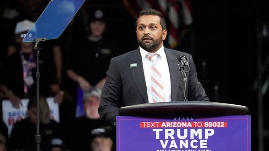 Kash Patel, former chief of staff to the defense secretary speaks on the day Republican presidential candidate and former U.S. President Donald Trump holds a campaign rally, in Prescott Valley, Arizona, U.S., October 13, 2024. (REUTERS)