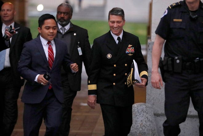 Veterans Affairs Secretary Nominee Dr. Ronny Jackson departs the U.S. Capitol April 25, 2018 in Washington, DC. Jackson faces a tough confirmation fight after being plagued by allegations of inappropriate behavior.