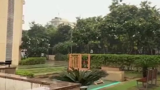 Artificial rain in Gurugram sector 82 (Screengrab)