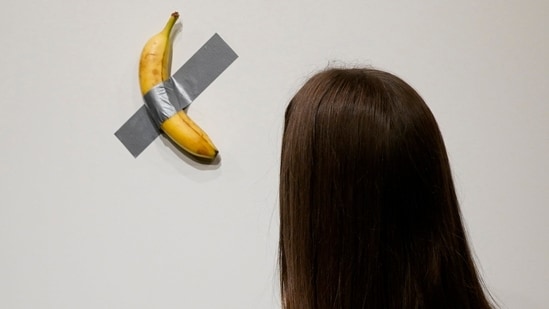  Italian visual artist Maurizio Cattelan's duct-taped Banana titled Comedian. (AFP)