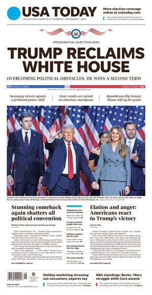 Cover of USA TODAY with election of Donald Trump as 47th president of United States