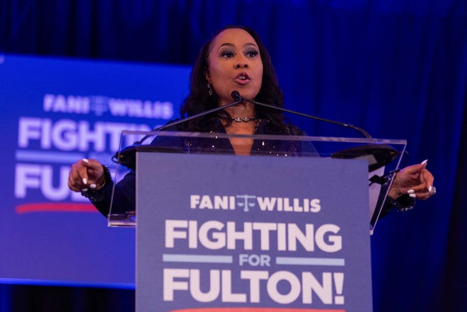 Fulton County District Attorney Fani Willis speaks during her election night watch party after winning re-election in the Buckhead neighborhood in Atlanta, Georgia, on May 21, 2024.