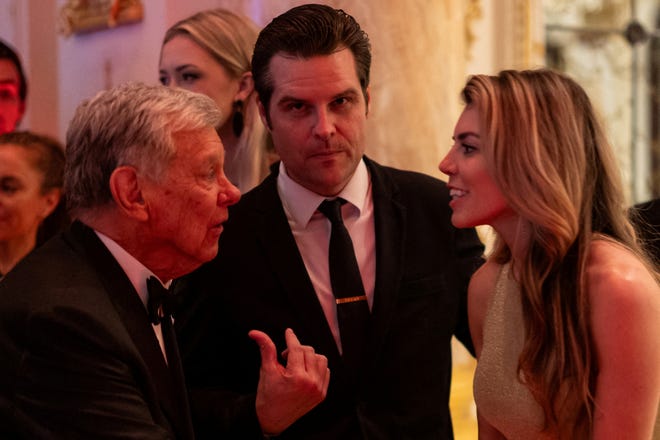 U.S. President-elect Donald Trump's nominee for Attorney General Matt Gaetz attends the America First Policy Institute (AFPI) gala at Mar-A-Lago in Palm Beach, Florida, U.S., November 14, 2024.