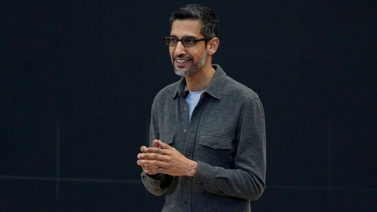 Alphabet CEO Sundar Pichai speaks at a Google I/O event in Mountain View, California. (AP)