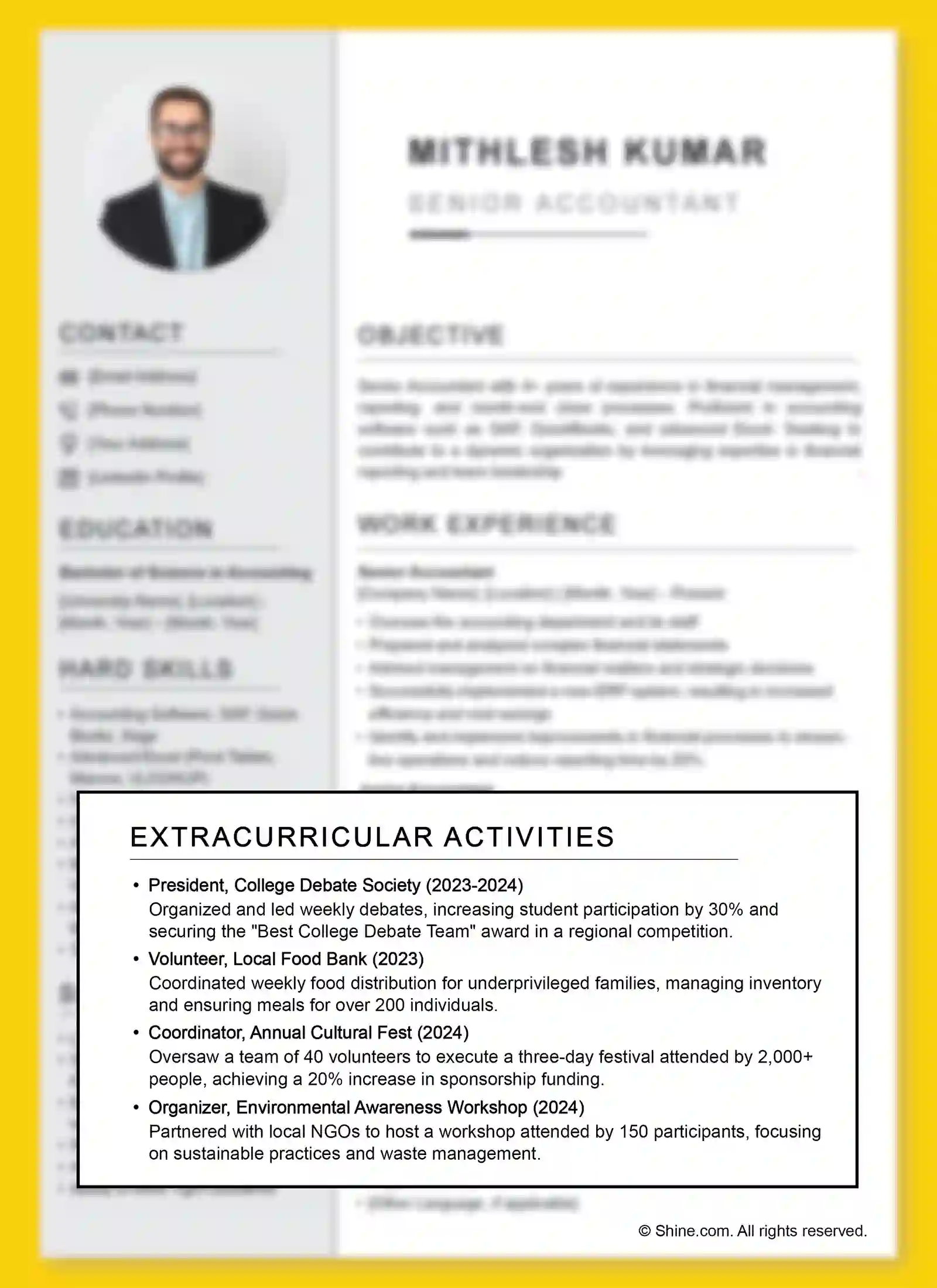 extracurricular activities in resume