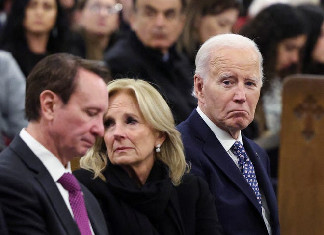 President Joe Biden, first lady Jill Biden and Gov. of Louisiana Jeff Landry attend an Interfaith Prayer Service hosted by the Archdiocese of New Orleans at the Cathedral-Basilica of Saint Louis, King of France, after a man drove a truck into the crowded French Quarter