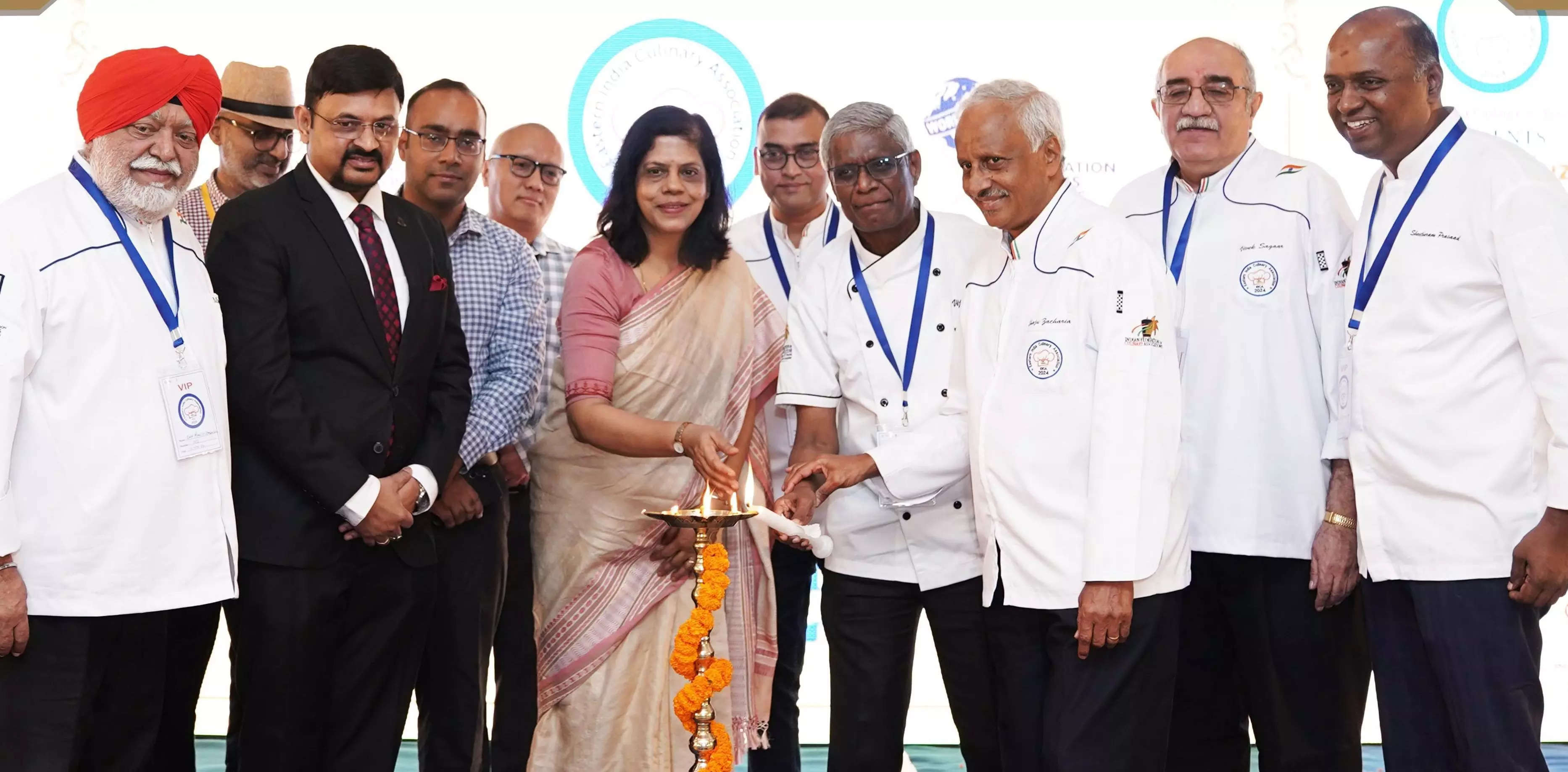 <p>Nandini Chakravorty, principal secretary - tourism (sixth from left) inaugurating the Eastern India Culinary Association surrounded by leaders of IFCA<span class